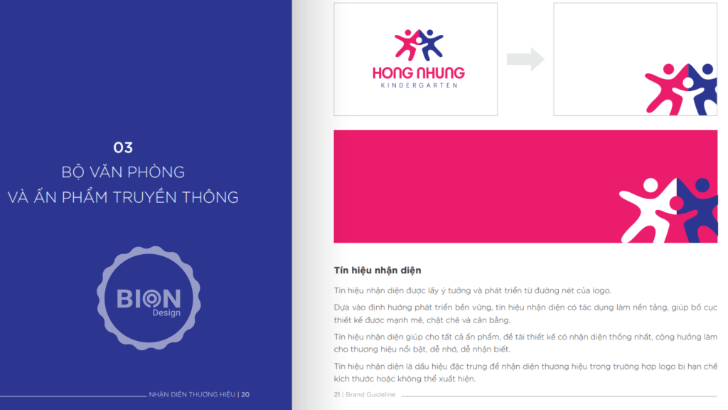 dự án thiết kế logo nhận diện thương hiệu trường mầm non hồng nhung